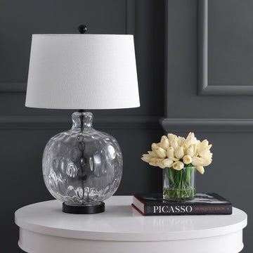 Rae 26.5" Glass/Metal LED Table Lamp - JONATHAN Y